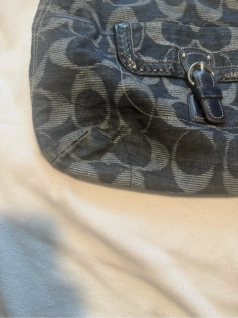 Coach Poppy Denim Black Signature Shoulder Bag